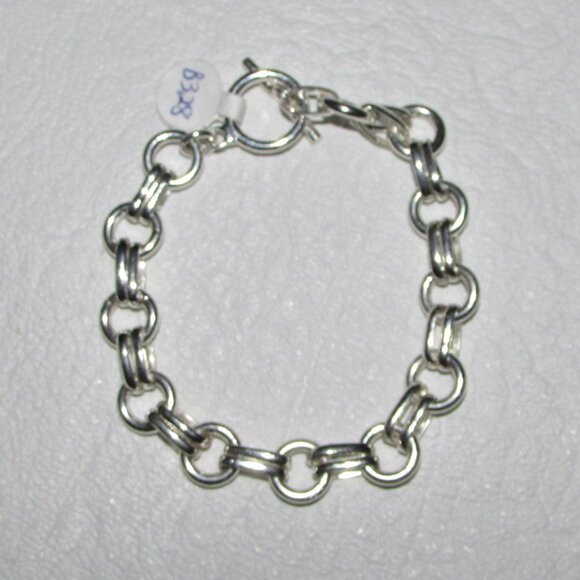 Silver Double Link Toggle Bracelet - NEW - Picture 1 of 7